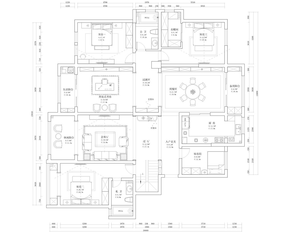 新中式別墅大宅裝修設(shè)計-首層布局圖